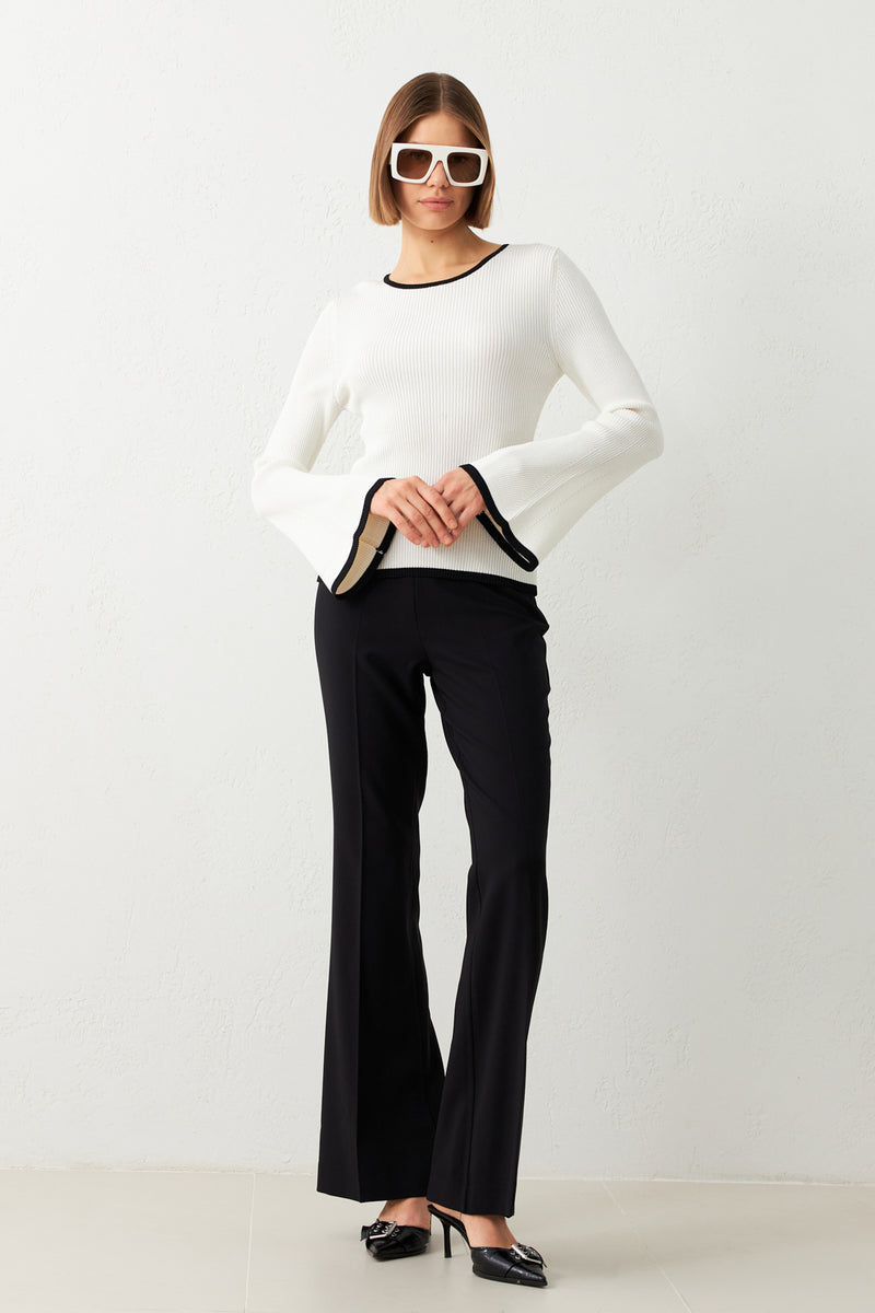 Setre Contrast Detail Ribbed Knitwear Ecru