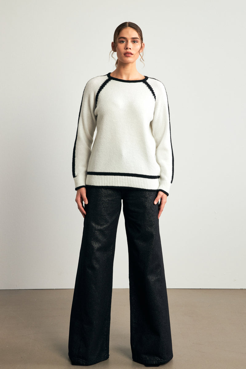 Setre Contrast Stitched Knitwear Ecru