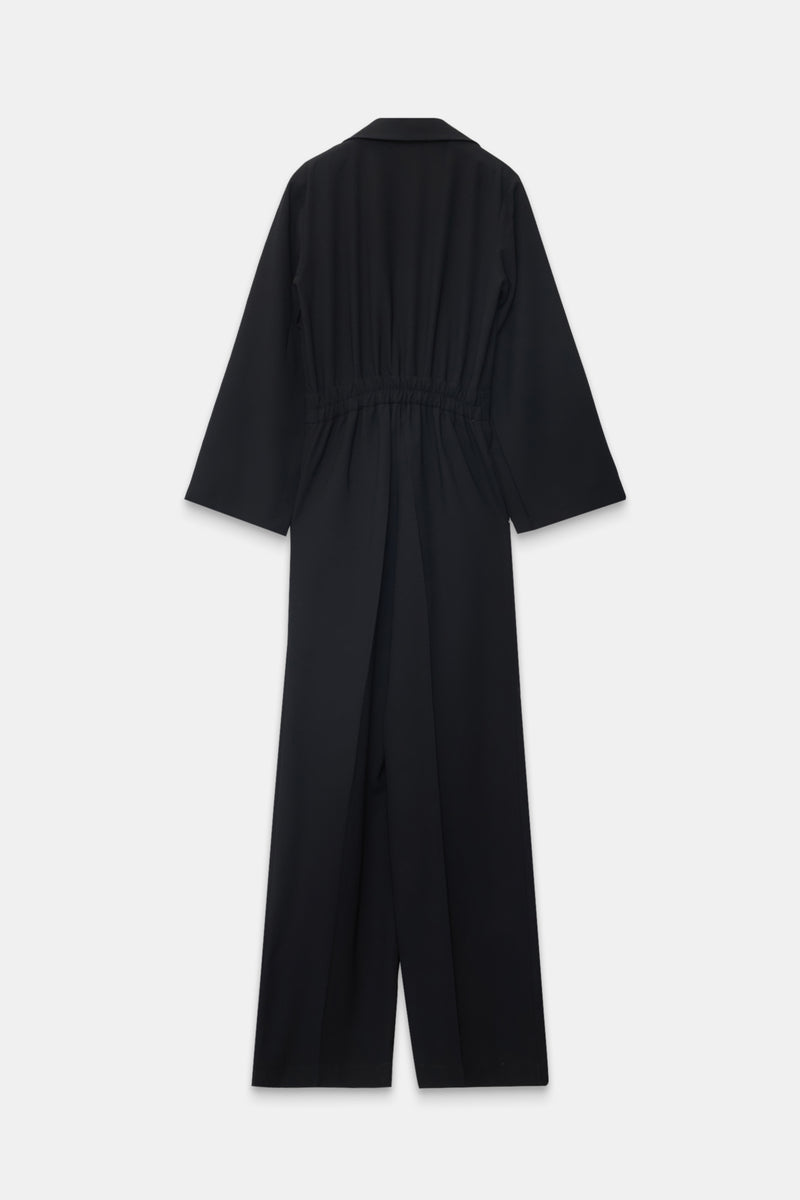 Setre Sleeve Detailed Waist Belted Jumpsuit Black