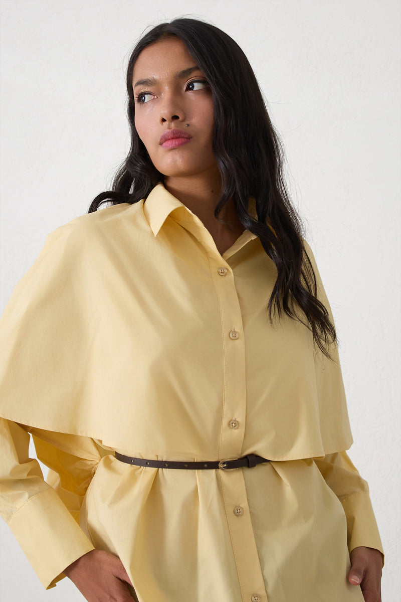 Setre Cape-Effect Solid Shirt Light Yellow