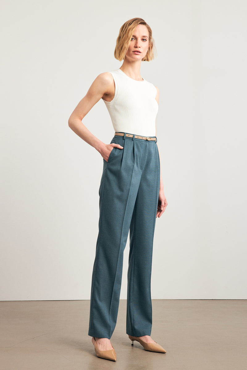 Setre Trousers With Belt And Pleat Detail Petrol