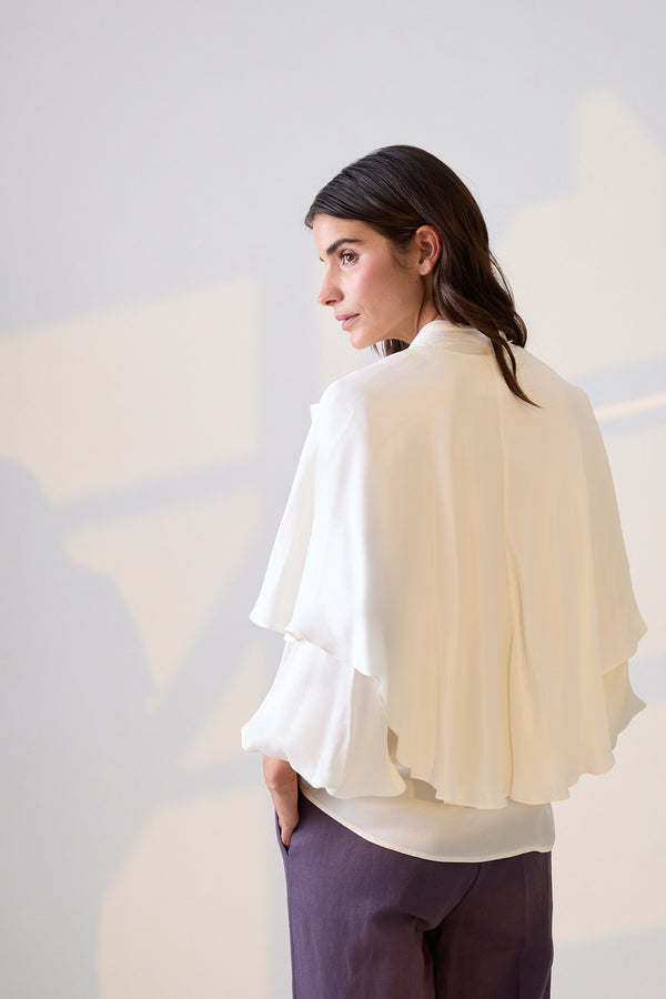 Setre Cape-Effect With Tie Detail Blouse Cream