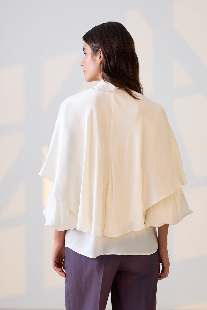 Setre Cape-Effect With Tie Detail Blouse Cream