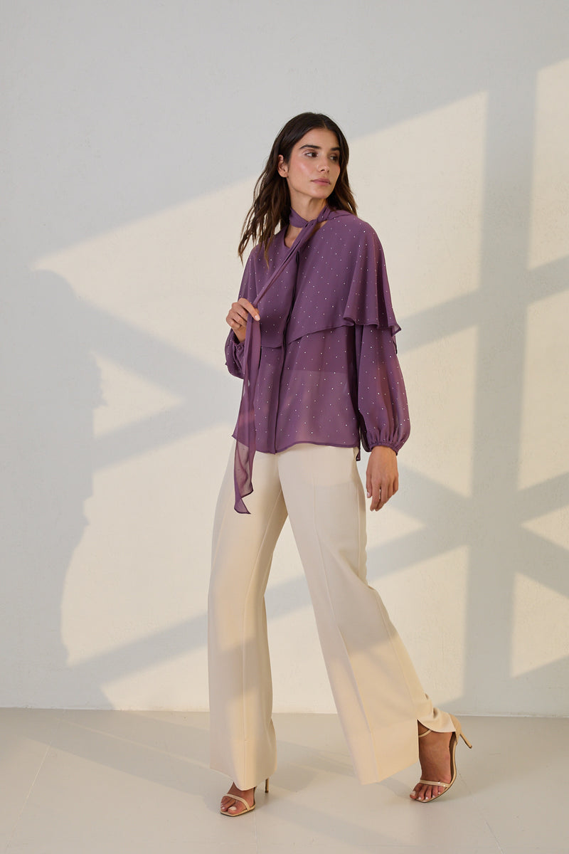 Setre Cape Blouse With Embellished Detail Purple