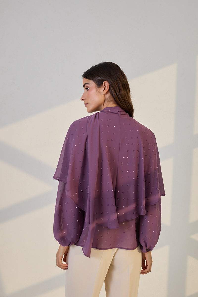 Setre Cape Blouse With Embellished Detail Purple