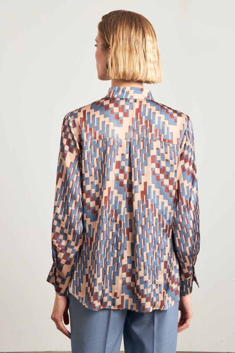 Setre Geometric Pattern Shirt Brown/Blue