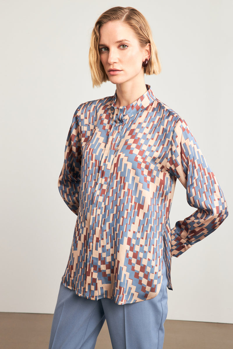 Setre Geometric Pattern Shirt Brown/Blue