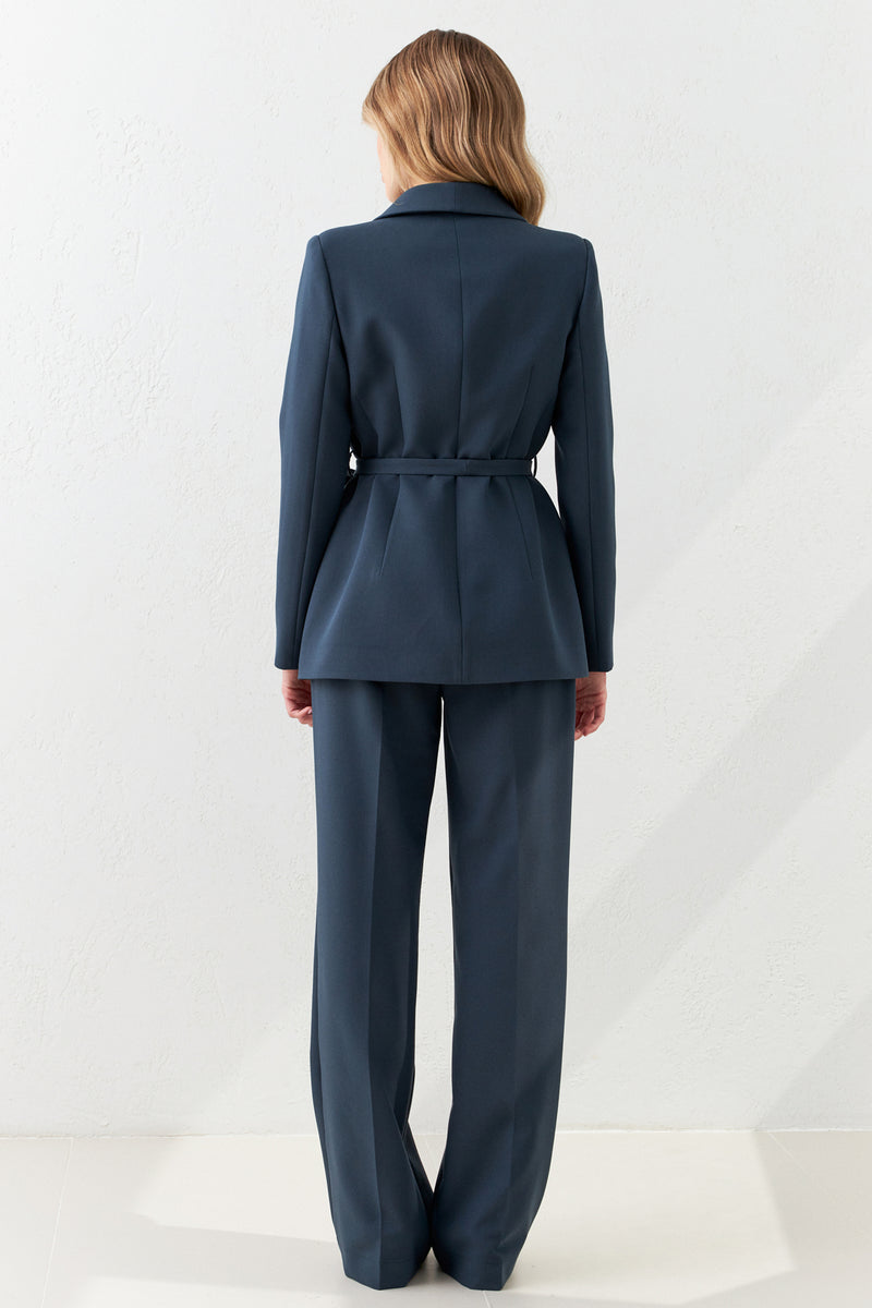 Setre Suit With Waist Tie Jacket And Trousers Petrol