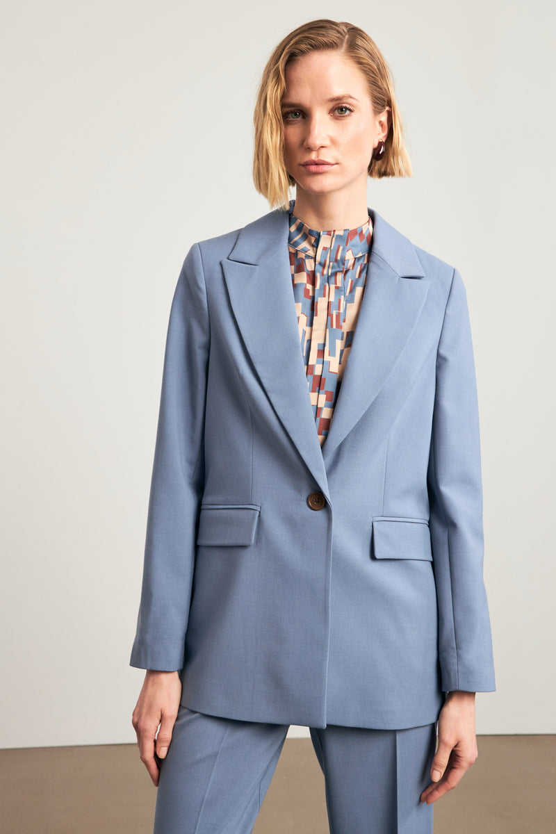 Setre Inner Lining Detailed Single Button Jacket Blue