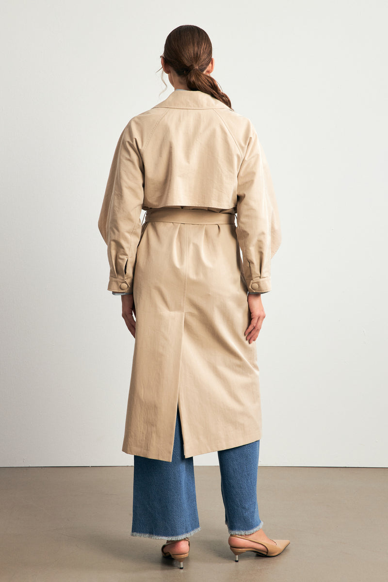 Setre Belted Trench Coat With Pockets Beige