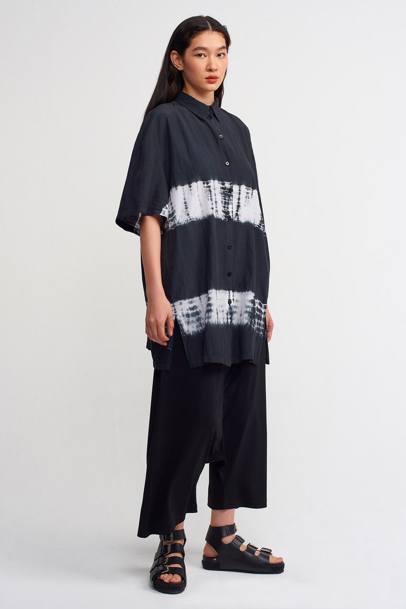 Nu Tie Dye Short Sleeve Shirt Black/Offwhite