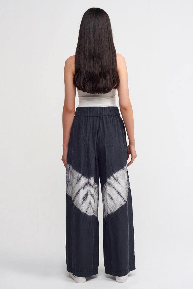 Nu Tie Dye Print Wide Leg Trousers Black/Offwhite