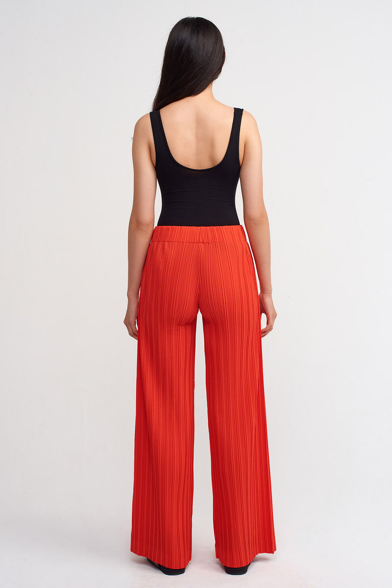 Nu Pleated Straight Leg Trousers Orange