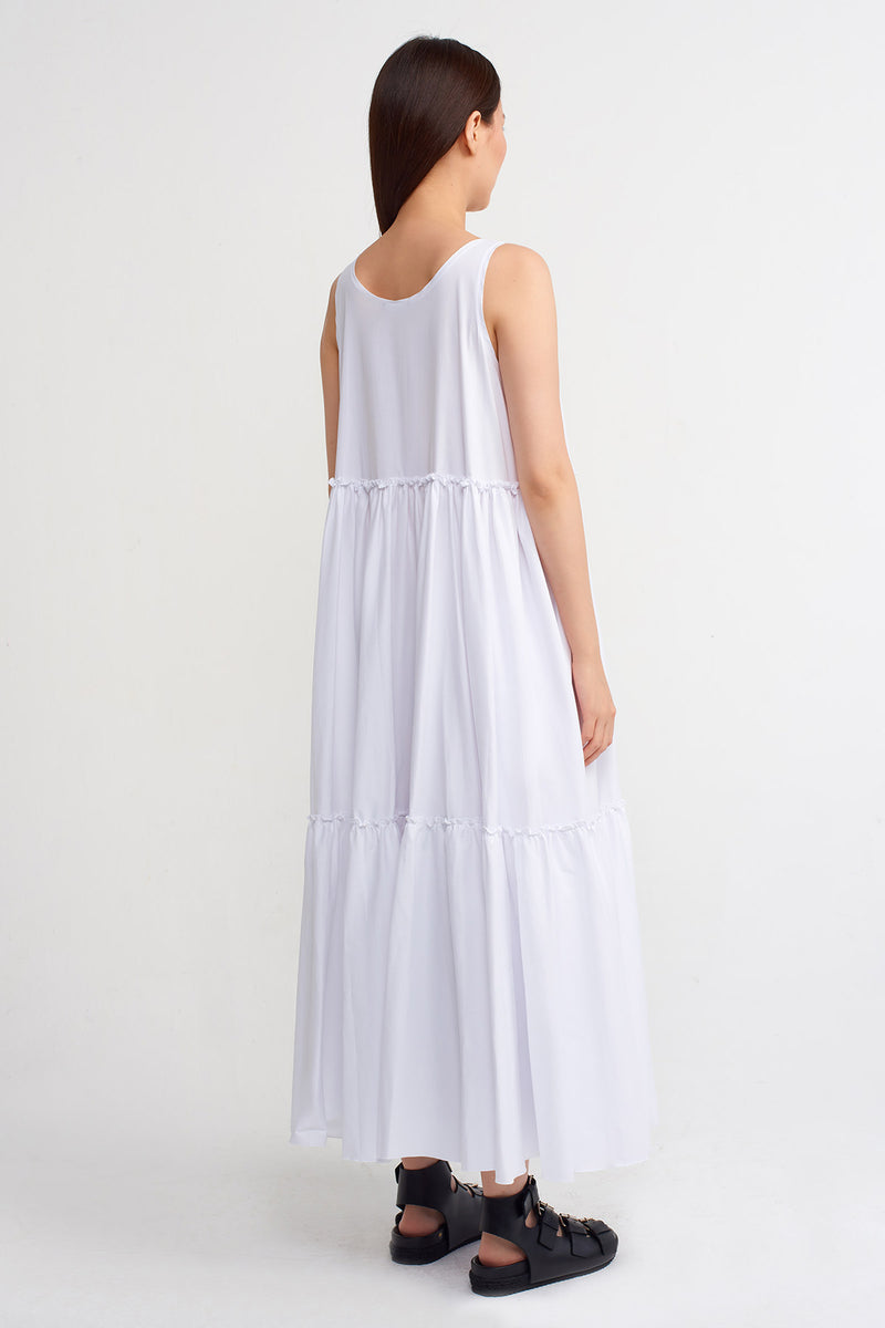 Nu Sleeveless Tiered Maxi Dress Off White