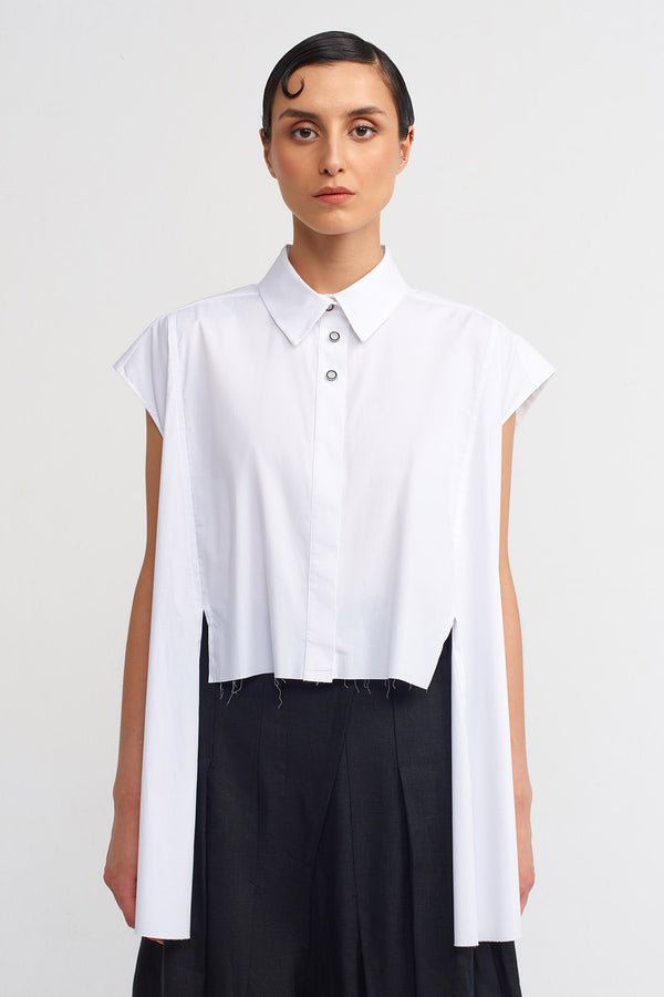 Nu Side Slit Sleeveless Shirt Off White