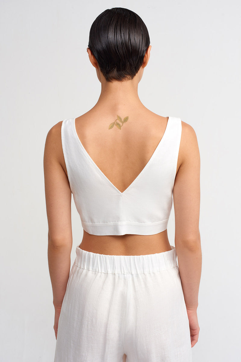 Nu V-Neck Linen Bustier Off White