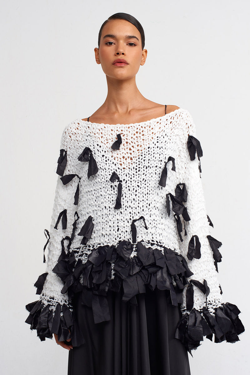 Nu Batheet Knitwear Blouse Off White/Black