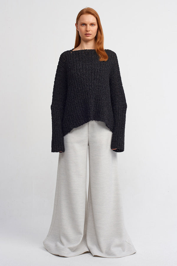 Nu Boat Neck Knit Sweater Black