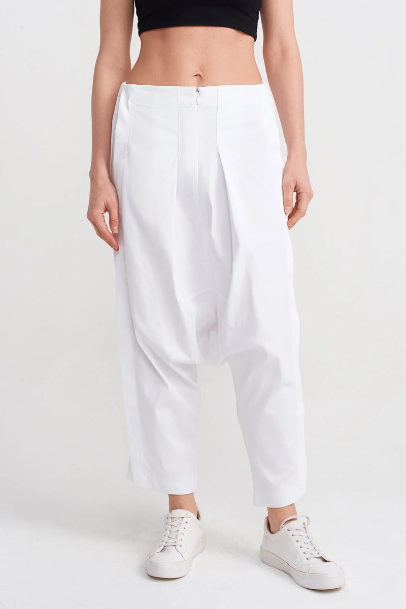 Nu Low-Rise Harem Pants Off White