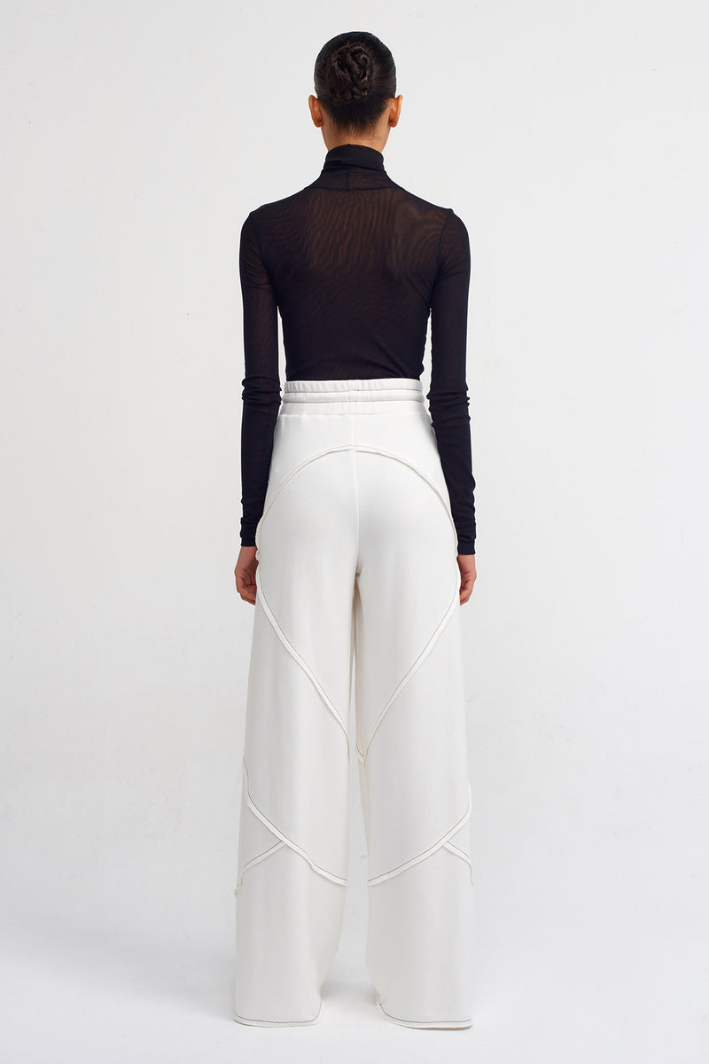 Nu Wide Leg With Contrast Stitching Trousers Off White