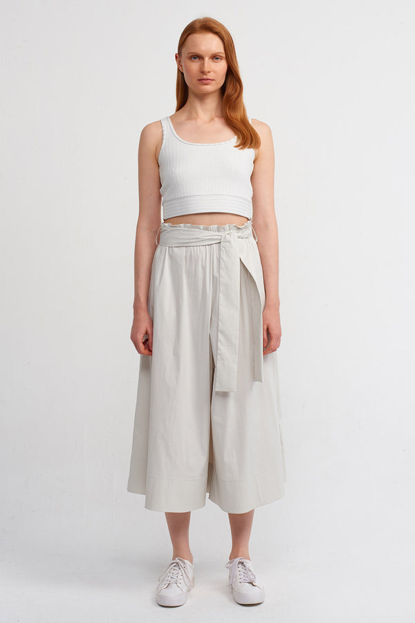 Nu Waist-Tied Poplin Pants Ice