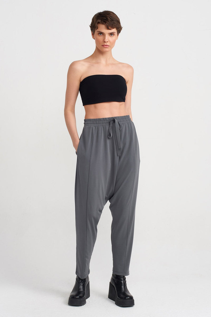 Nu High Waist Jersey Harem Pants Silver