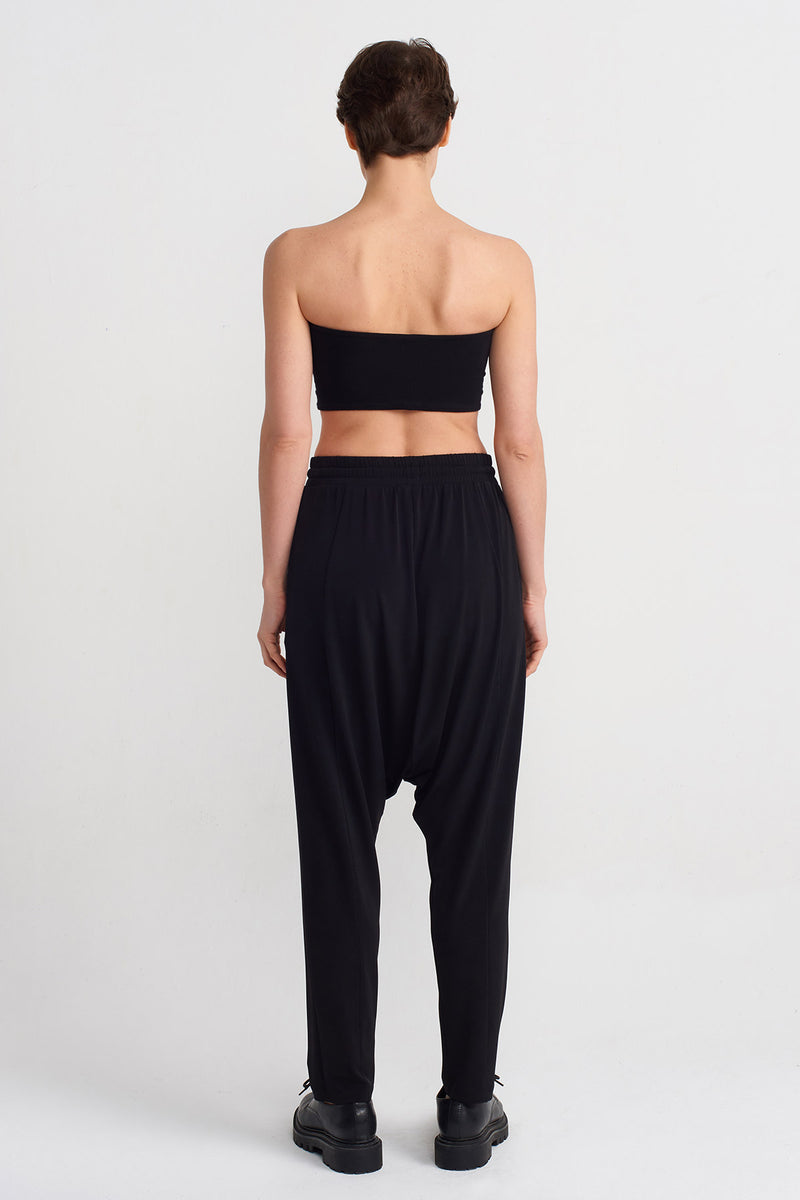 Nu High-Waisted Jersey Harem Pants Black