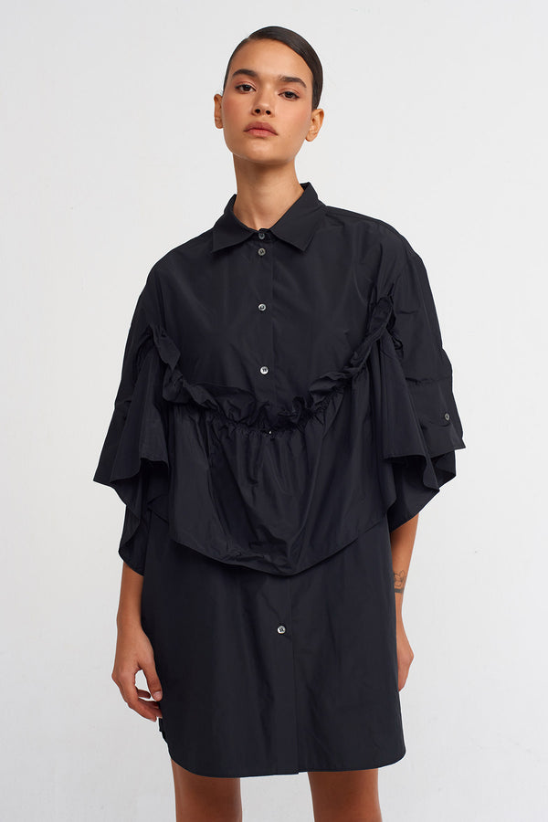 Nu Taffeta Shirt Dress Black