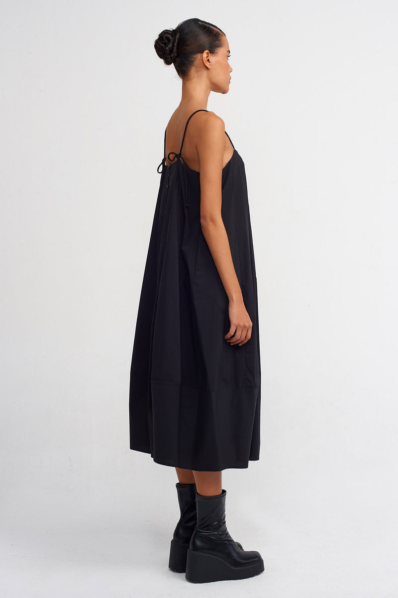 Nu Strappy Poplin Dress Black