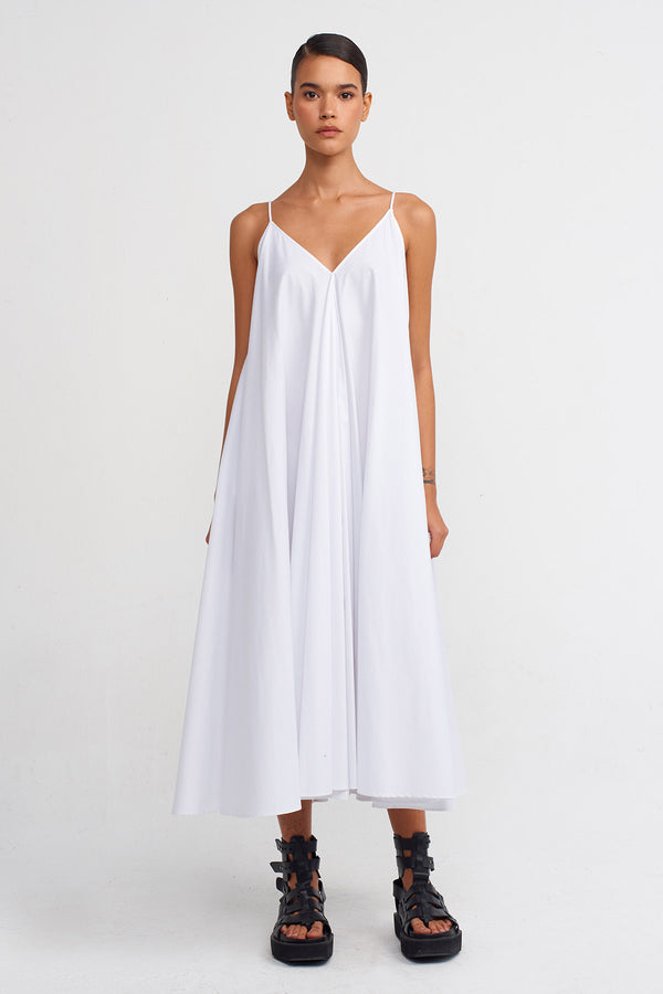 Nu Strappy Poplin Dress Off White