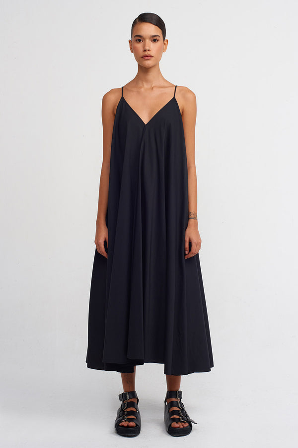 Nu Strappy Poplin Dress Black