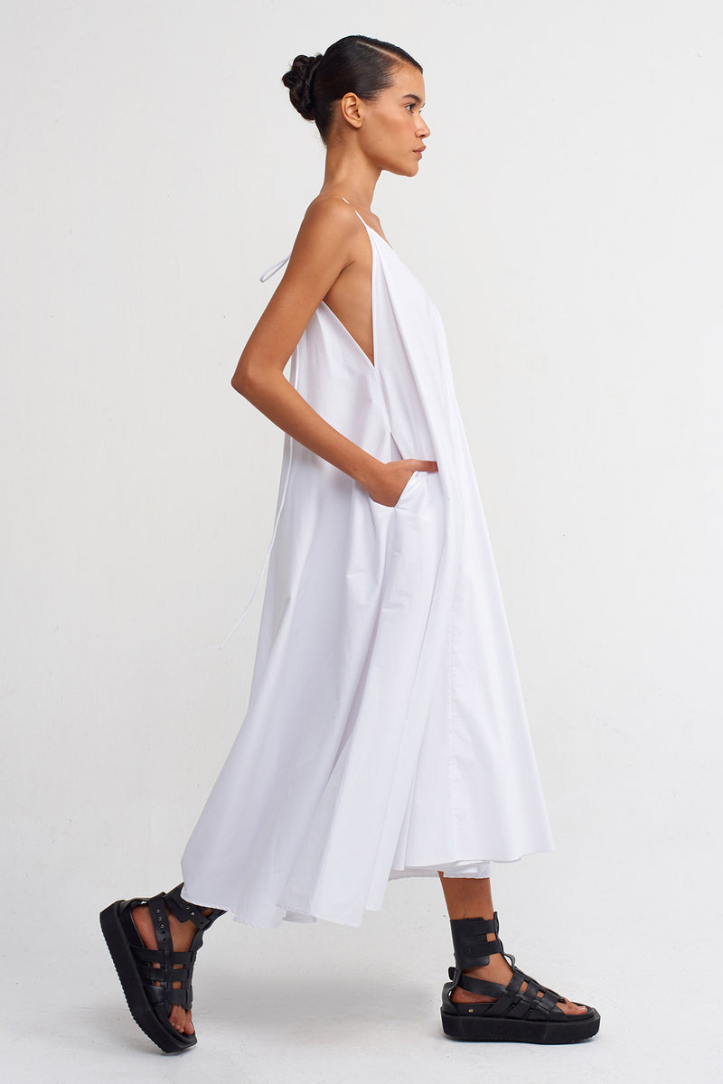 Nu Strappy Poplin Dress Off White