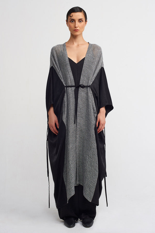 Nu Long Kaftan Cardigan Black & Grey