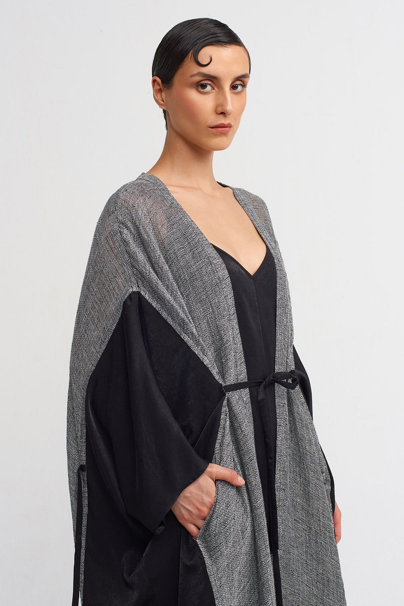 Nu Long Kaftan Cardigan Black & Grey