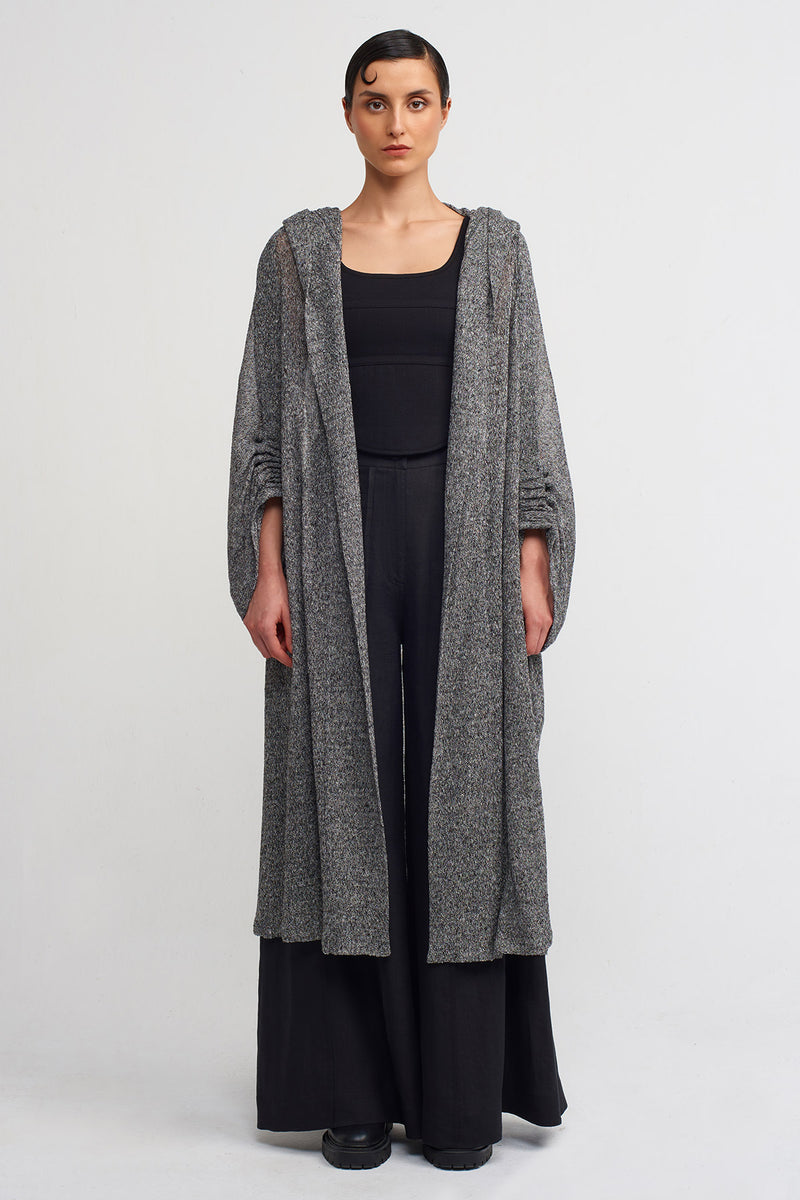 Nu Hooded Knit Cardigan Grey