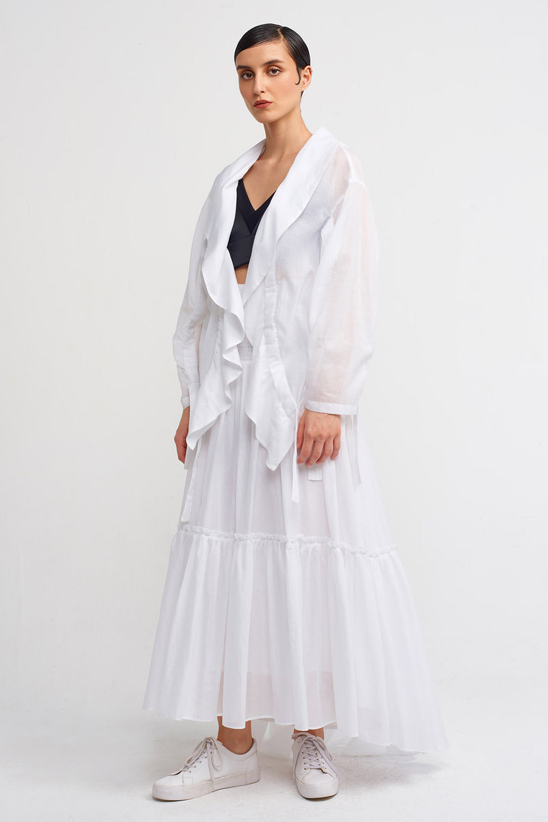 Nu Short Chiffon Jacket With Elastic Detail Off White