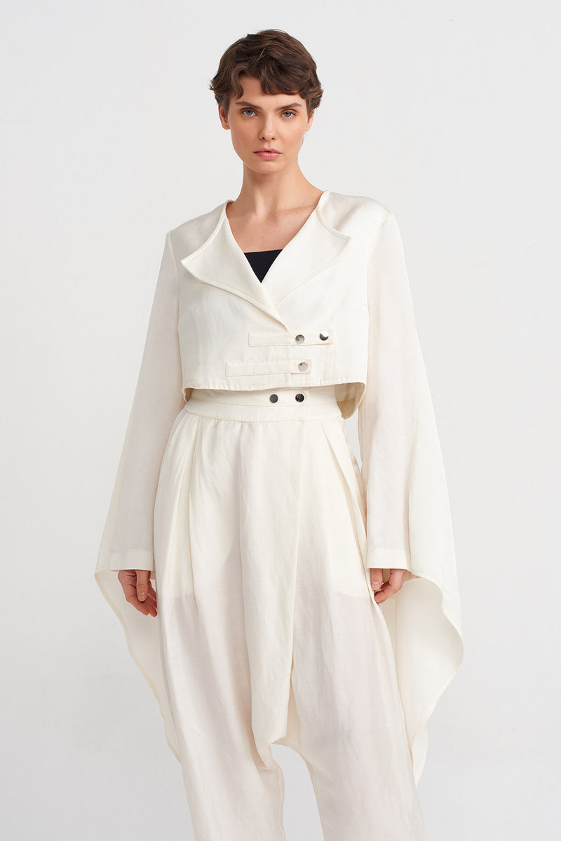 Nu Cape Sleeve Crop Jacket Ecru