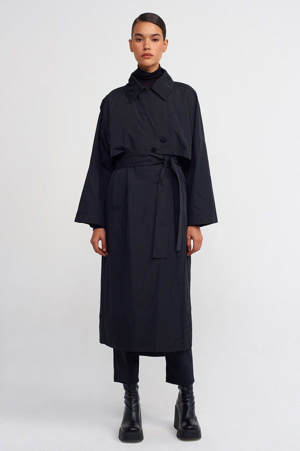 Nu Taffeta Trench Coat Black