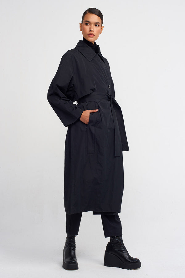 Nu Taffeta Trench Coat Black