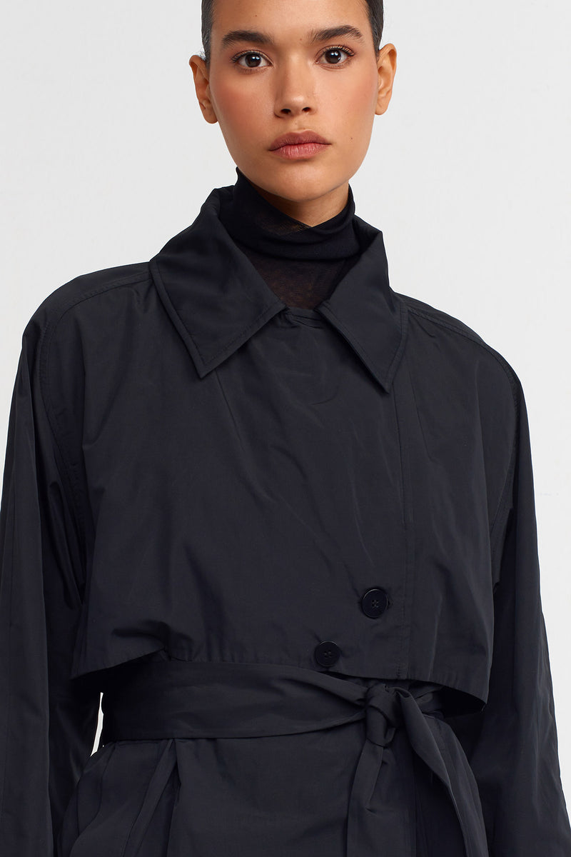 Nu Taffeta Trench Coat Black