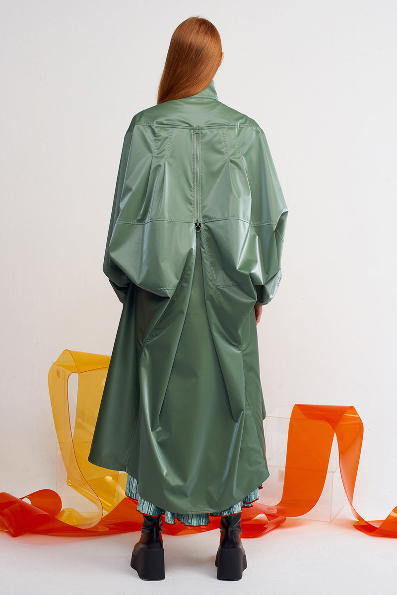 Nu Coated Long Windbreaker Green