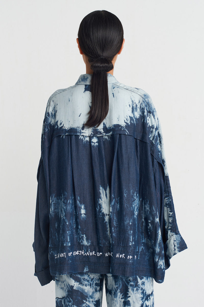 Nu Embroidered Batik Shirt Marine Blue