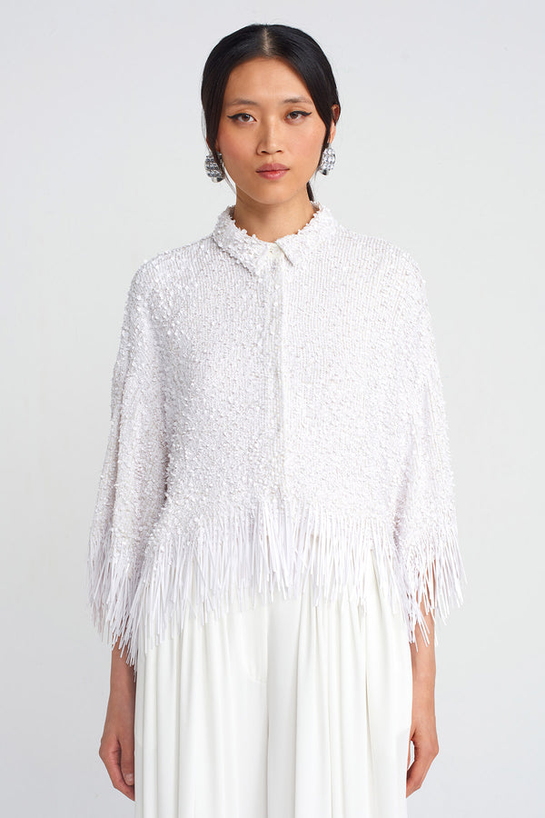 Nu Sequin Embellished Shirt Off White