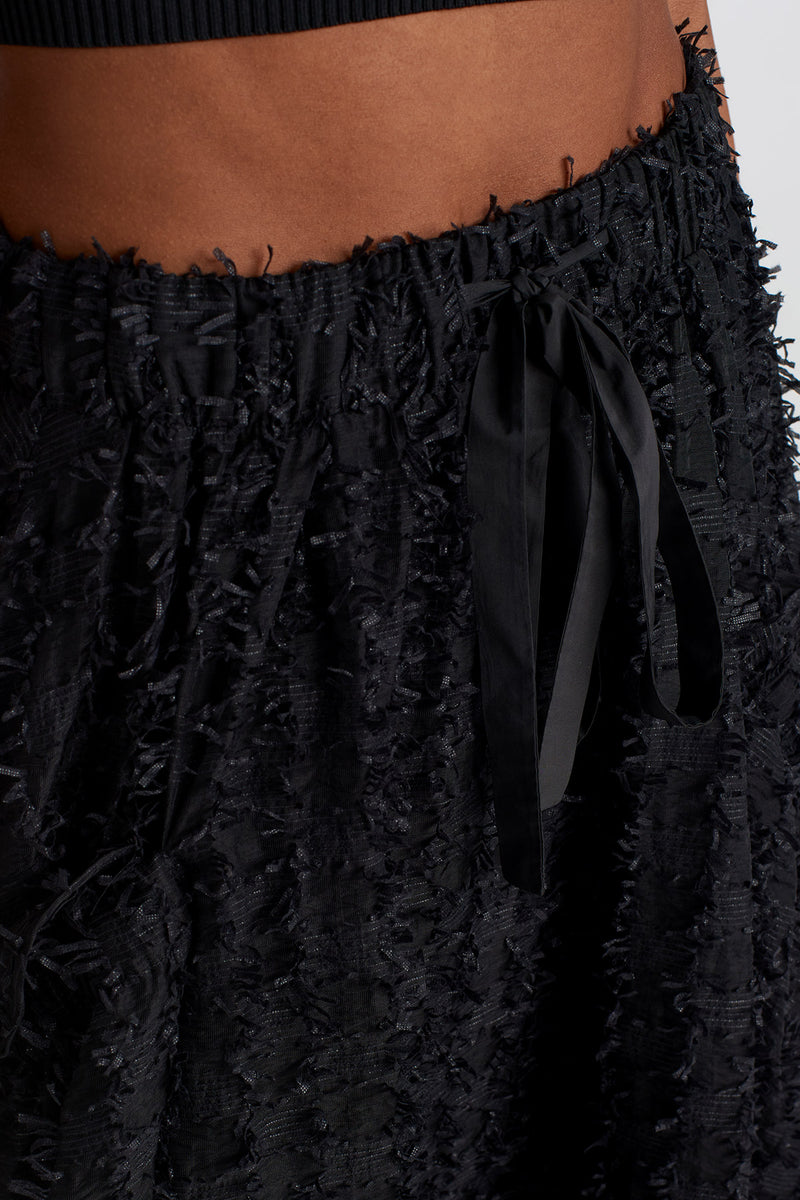 Nu Fringed Jacquard Sheer Skirt Black