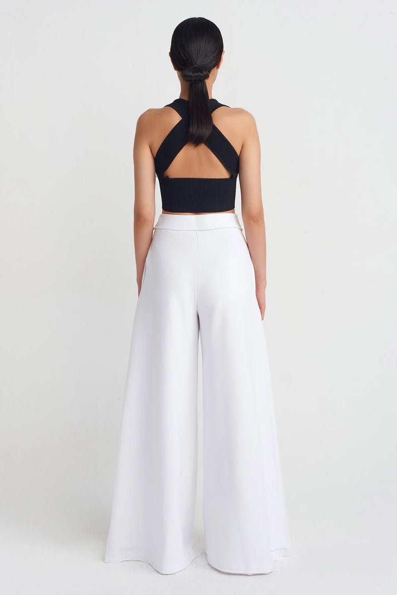 Nu Sweat Fabric Wide-Leg Pants Off White