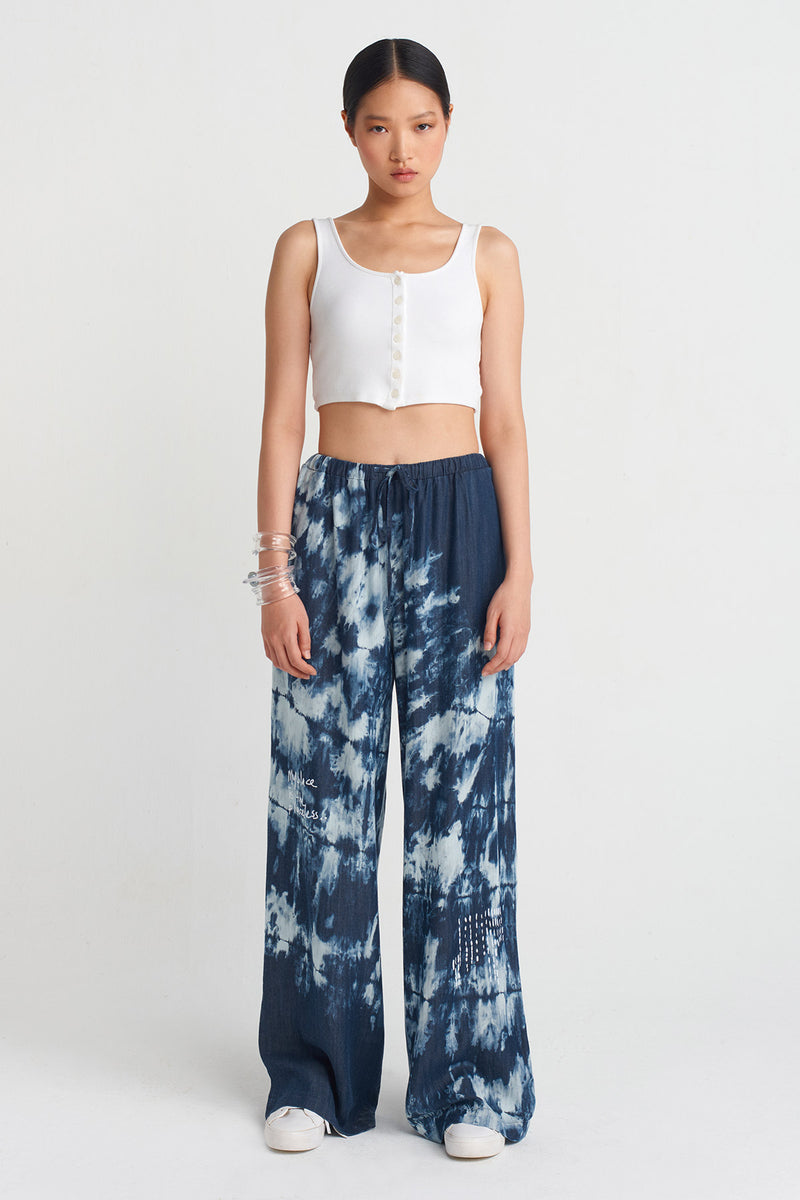 Nu Embroidered Batik Pants Marine Blue