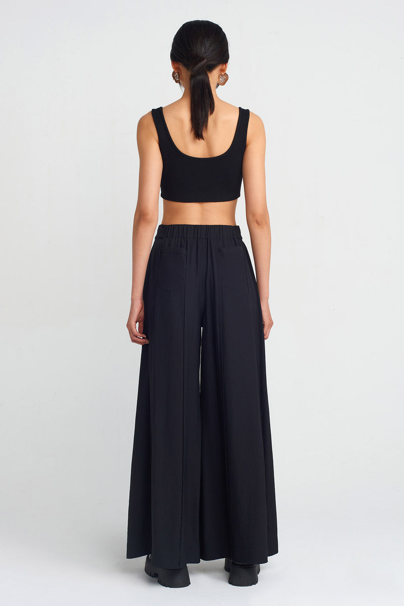 Nu Front Pocket Wide-Leg Pants Black