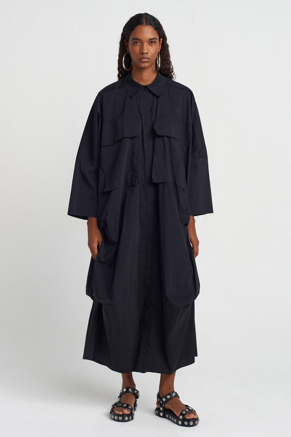 Nu Oversize Shirt Dress Black