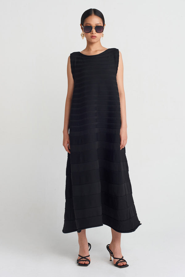 Nu Accordion Knit Dress Black