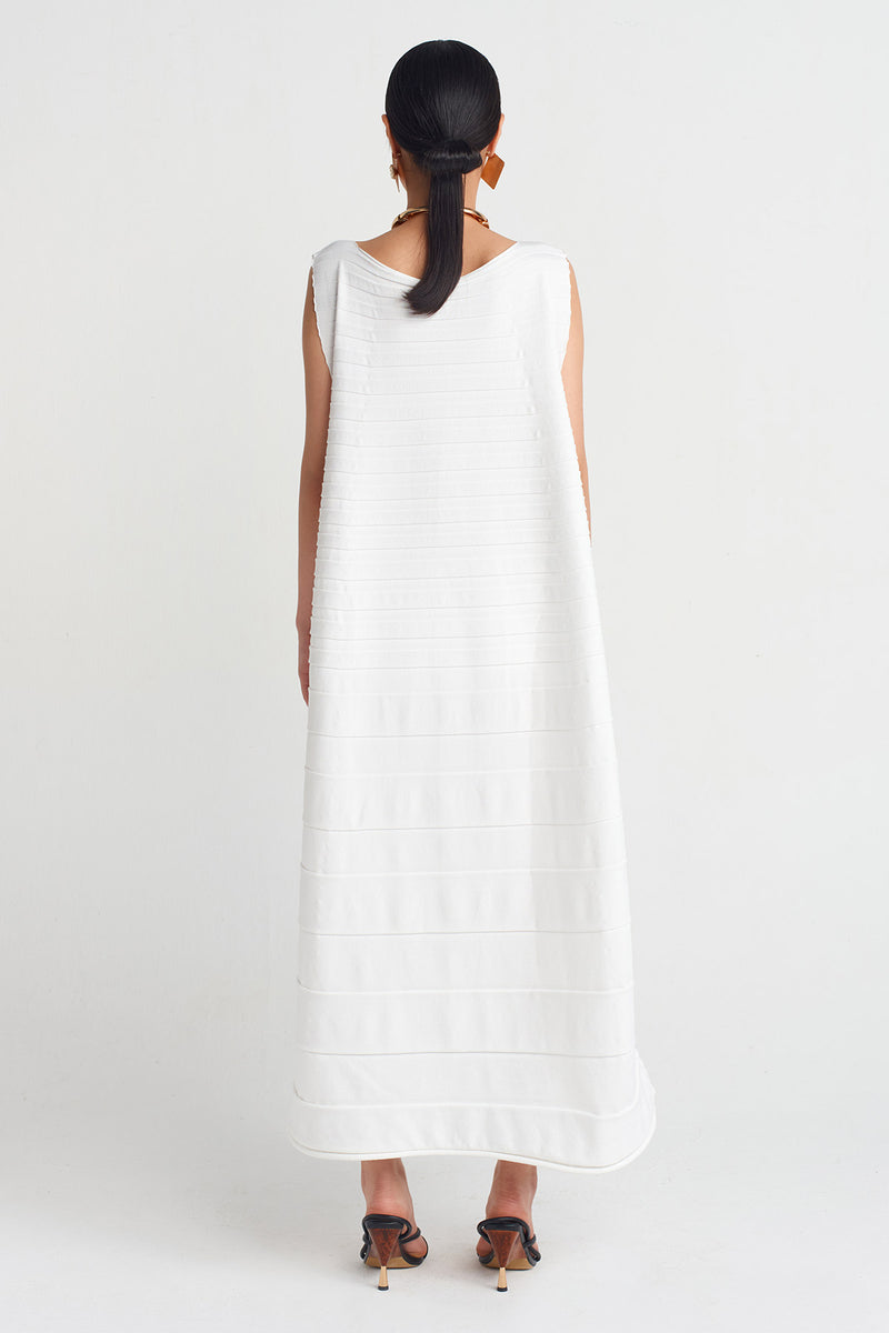 Nu Accordion Knit Dress Off White